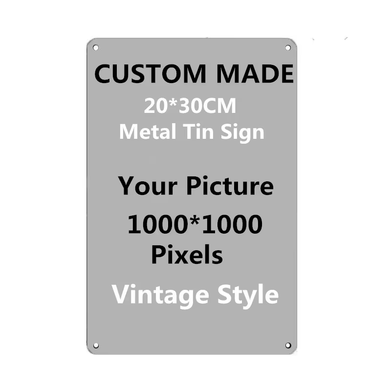 Vintage Collectible Plates - パーソナライズされたカスタムメタルティンサイン 20x30cm、写真・テキスト・ロゴをアップロード、ヴィンテージ風丸角アルミプレート、穴あけ済み